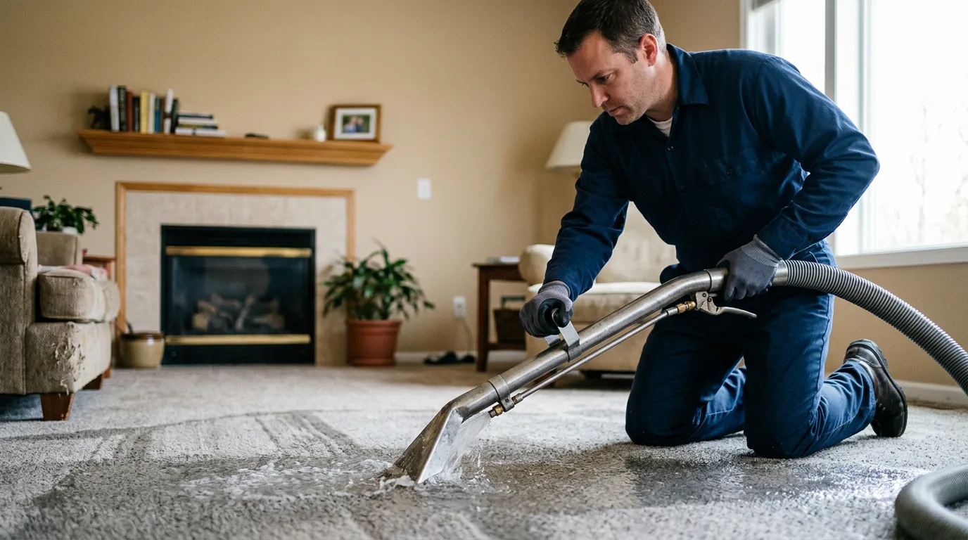 Water damage restoration technician working near Dakota City, IA
